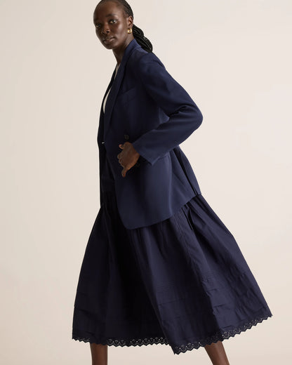 100% Organic Cotton Poplin Pintuck Maxi Skirt - XS / Black