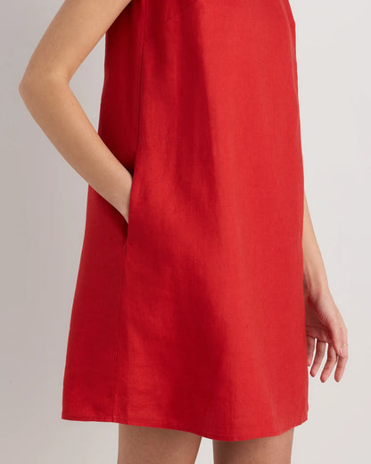 100% European Linen Tank Mini Dress - XS / Martini Olive