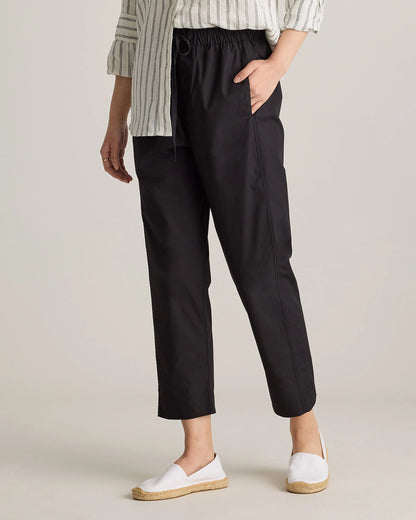 100% Organic Cotton Poplin Pull-On Pants - XS / Garden Green