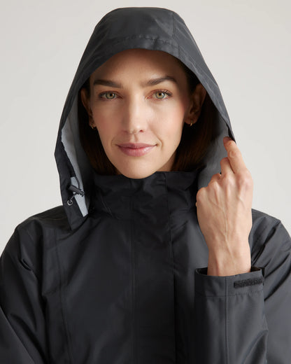 Weather Proof Long Rain Shell Jacket - XS / Ink Blue