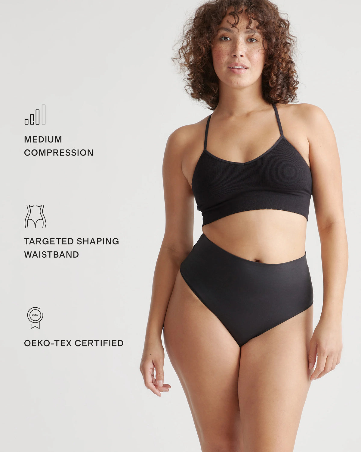 Shaping High-Waisted Thong (3-Pack) - XS / Black