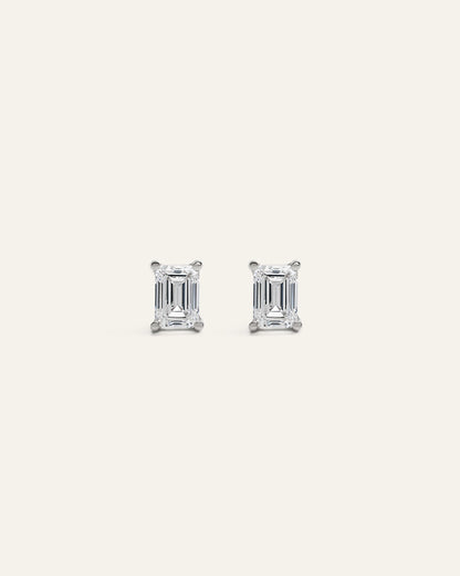 14k Gold Lab Grown Diamond Emerald Solitaire Studs - 1ctw - One Size / Yellow Gold