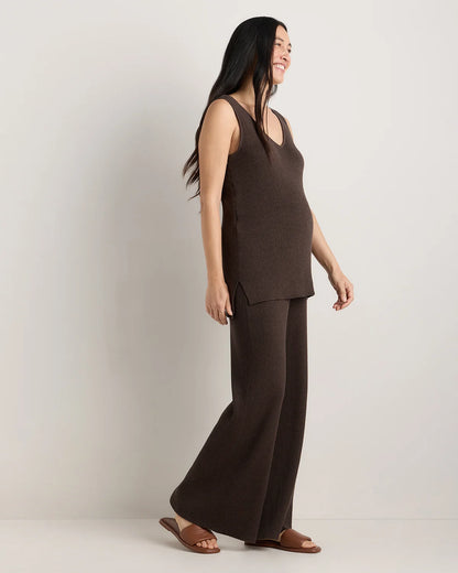 Cotton Cashmere Maternity and Nursing V-Neck Tank - XS / Mocha Heather