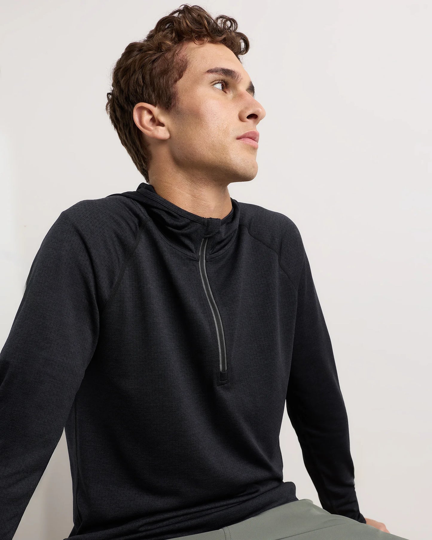 Mesh Performance Training Quarter Zip Hoodie - S / Heather Grey