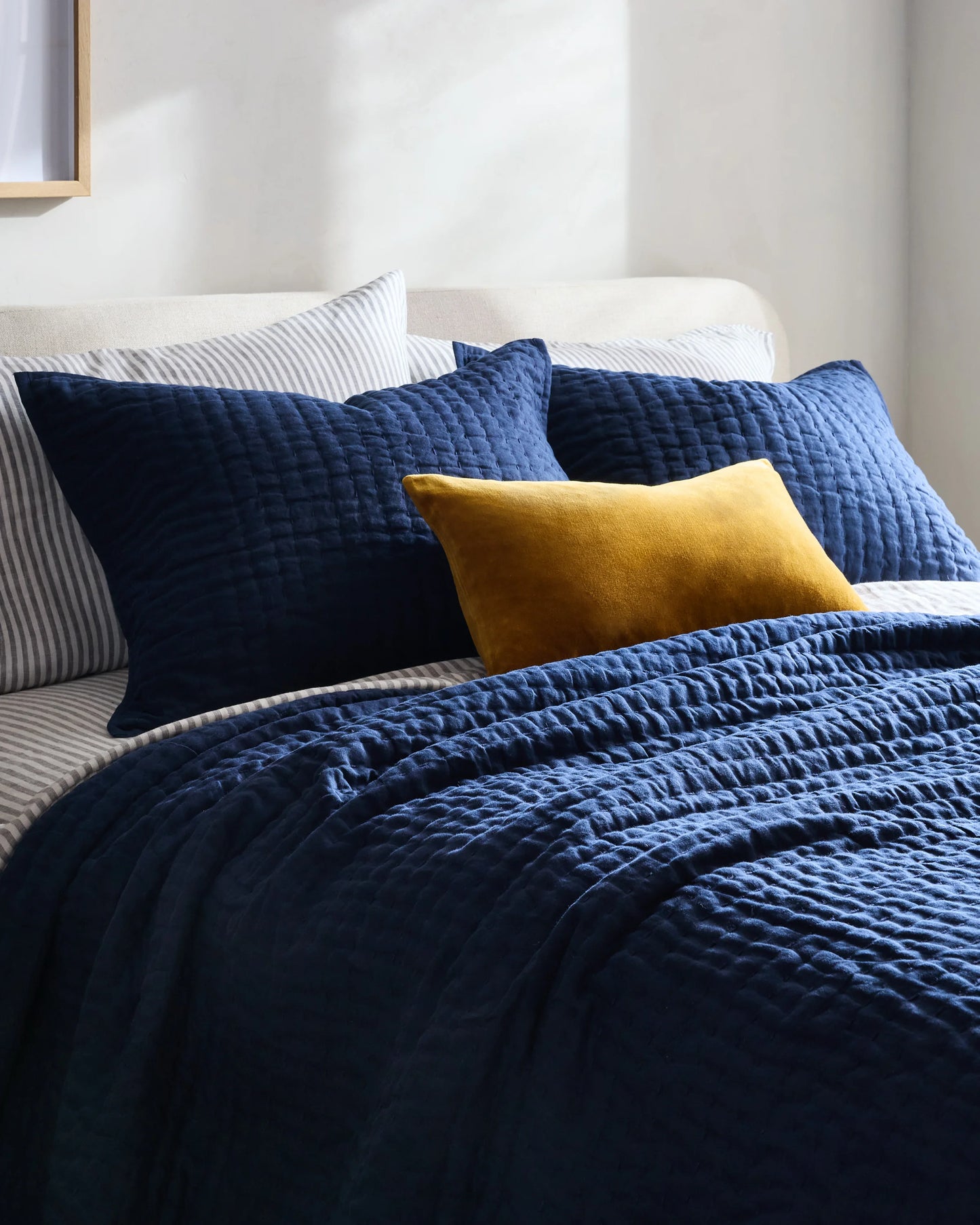 European Linen Cotton Stitch Quilt Set - Twin / Stone