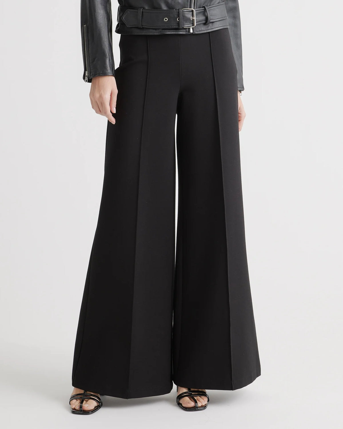 Ultra-Stretch Ponte Super Wide Leg Pants - XS / Black