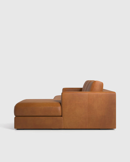 Sierra Curved Arm Chaise Sectional in Leather - Right Arm / Auburn