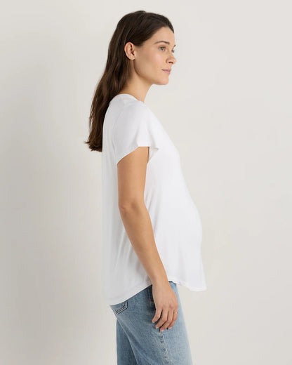 Bamboo Jersey Nursing Scoop Neck Tee - XS / Nocturnal Green
