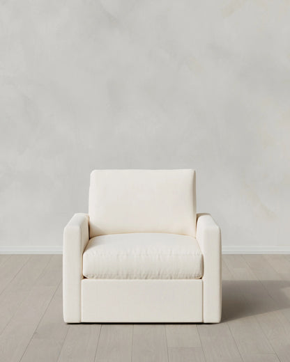 Brennan Swivel Chair in Performance Chenille Linen Blend - 32" / Slate
