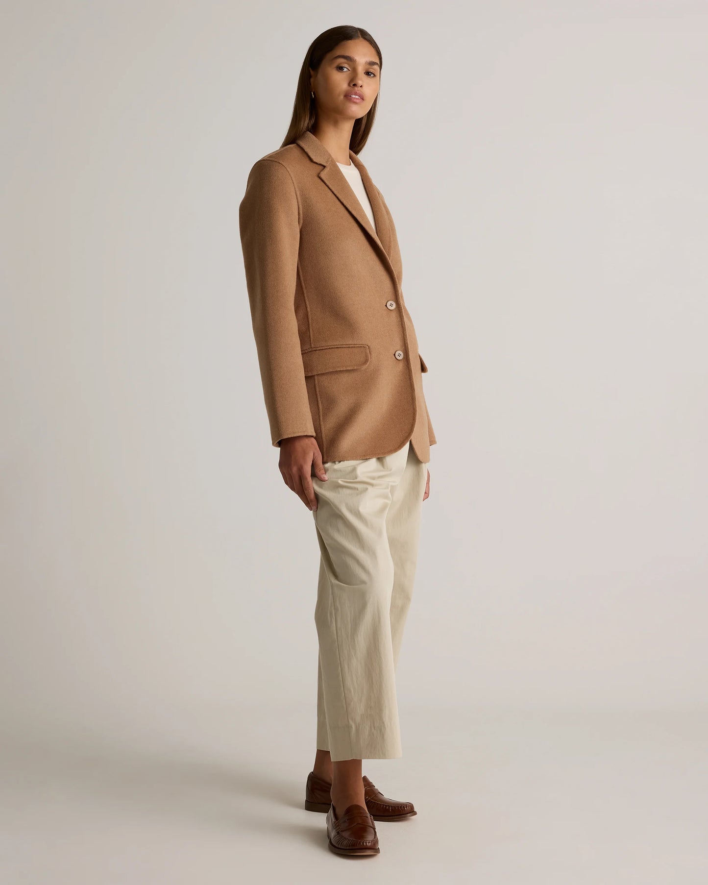 Double-Faced Merino Wool Soft Blazer - XS / Caramel