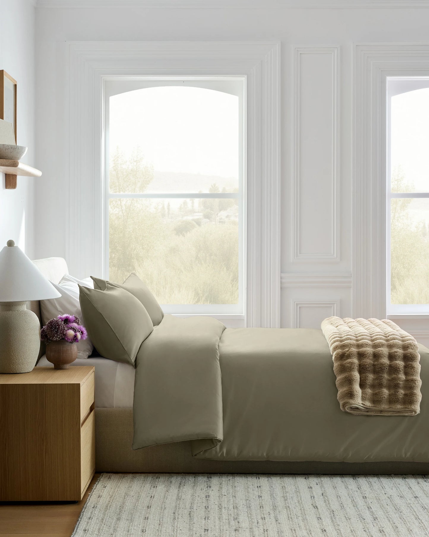 Organic Cotton Sateen Comforter Set - Twin / White