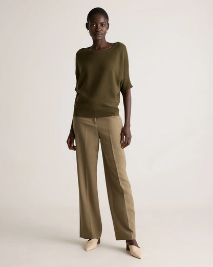 Lightweight Cotton Cashmere Link-Stitch Dolman Sweater - XS / Sugar Stone