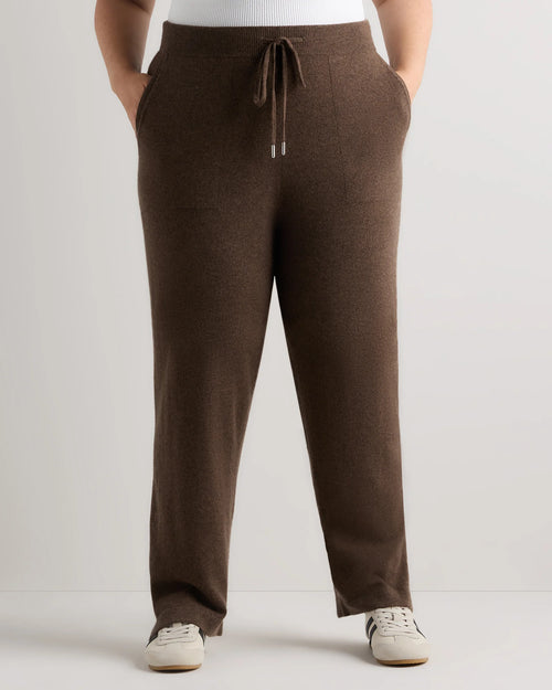 Mongolian Cashmere Straight Leg Pants - 1X / Brown
