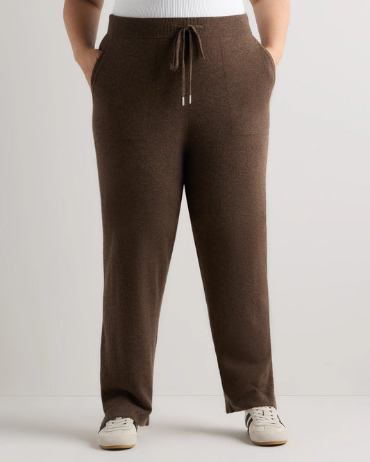 Mongolian Cashmere Straight Leg Pants - 1X / Brown