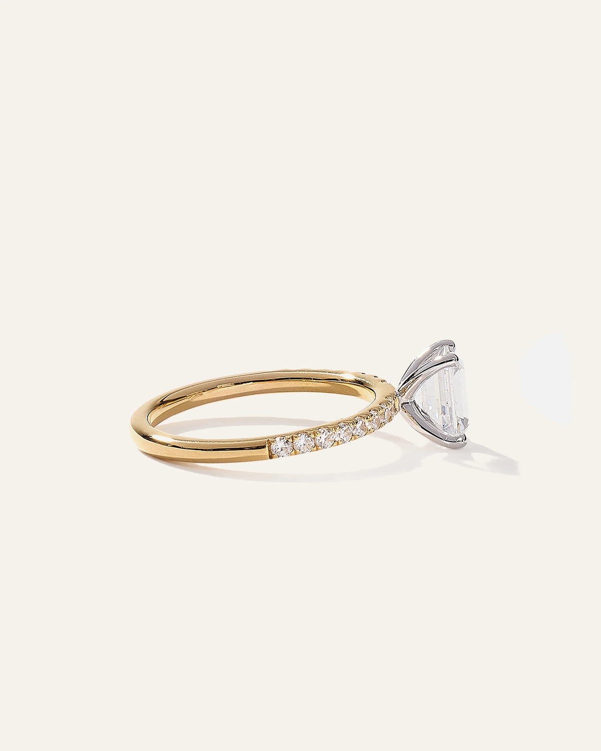 Lab Grown Diamond Emerald Petite Pave Engagement Ring - 1ct - 4 / Yellow Gold