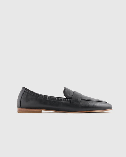 Italian Leather Soft Loafer - 5 / Black