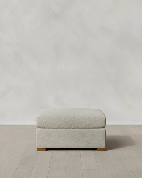 Hollis Slope Arm Ottoman in Performance Basketweave - 37" / Flax