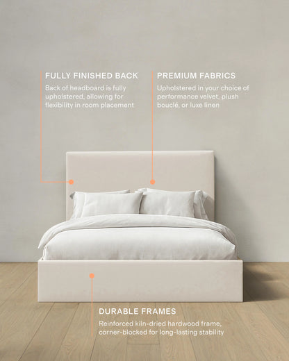 Square Bed in Performance Linen - Full / Ivory