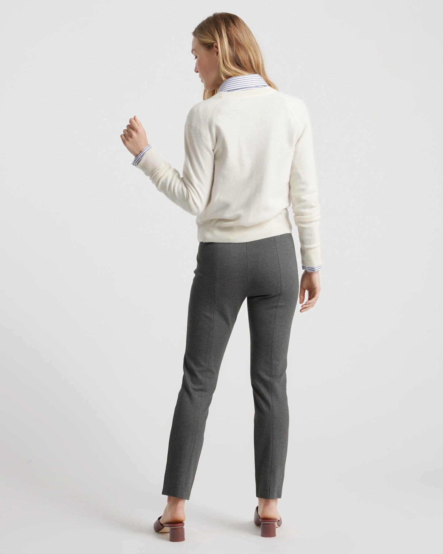 Ultra-Stretch Ponte Pintuck Ankle Pants - XS / Ecru
