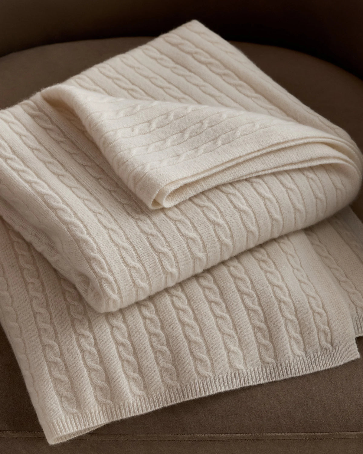 Cable Knit Cashmere Throw - 50x70 / Limoncello