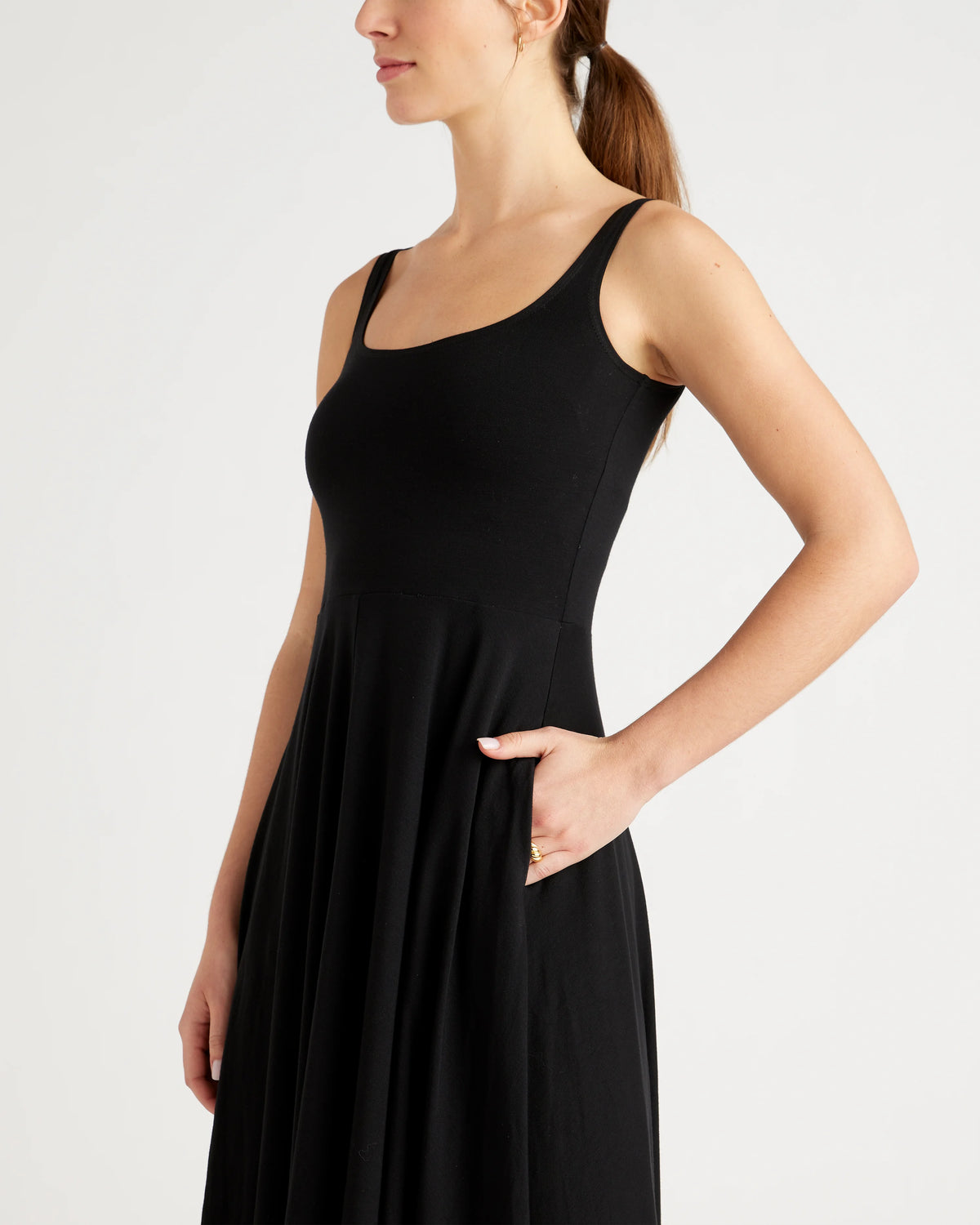 Tencel Jersey Fit & Flare Dress - XS / Dark Olive