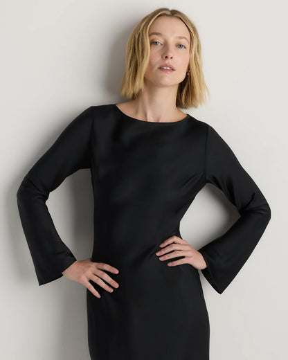Washable Stretch Silk Long Sleeve Maxi Dress - XS / Wine Tasting Red
