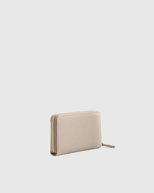 Italian Pebbled Leather Continental Wallet - One Size / Taupe