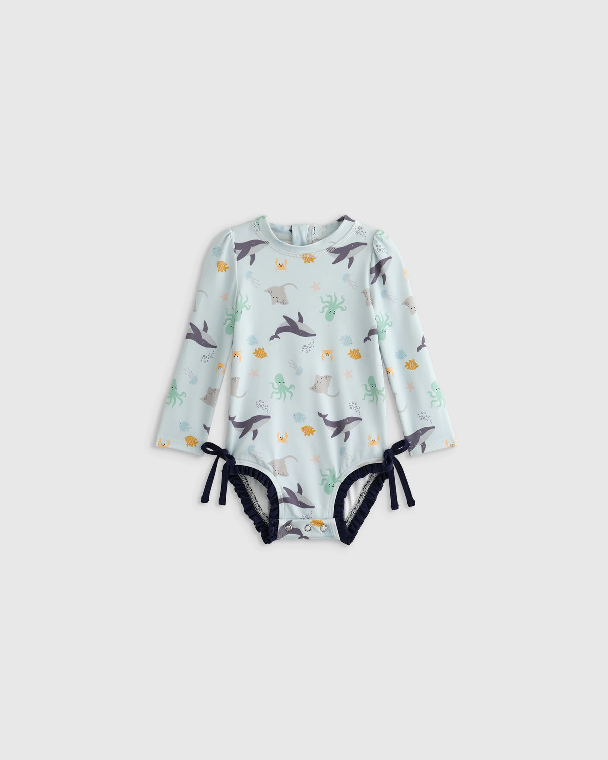 Long Sleeve Tie One-Piece Swimsuit - 0-3M / Soft Ditsy Floral