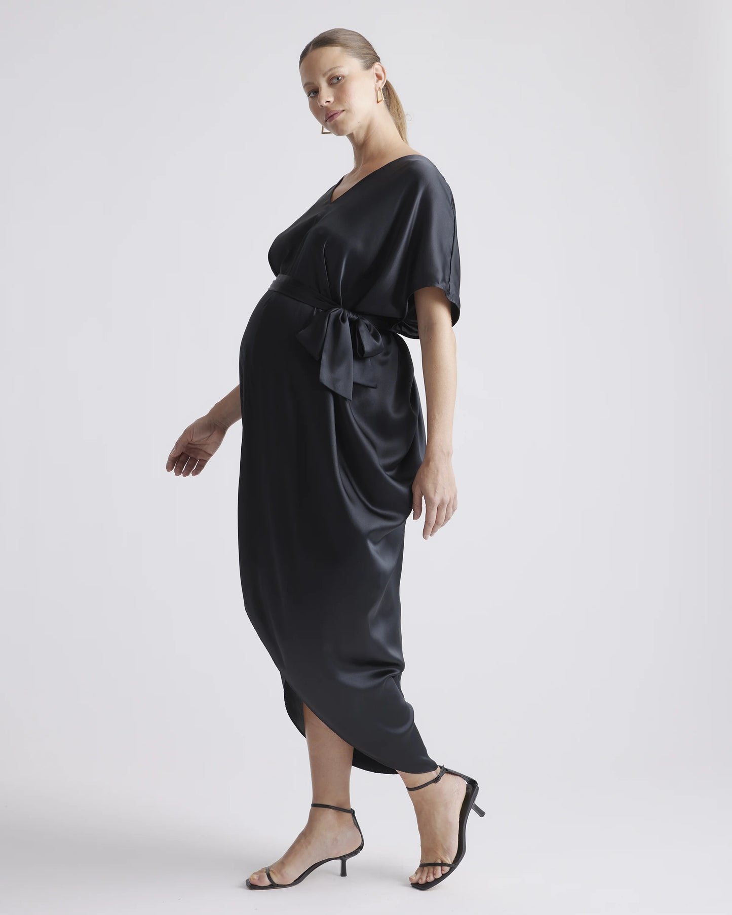 100% Washable Silk Maternity Dress - XS / Black