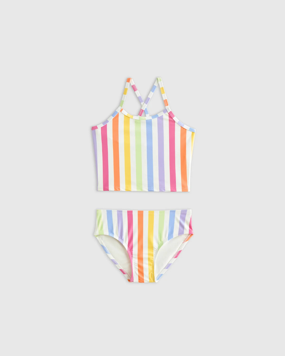 Tankini and Long Sleeve Raglan Rash Guard Set - 6 / Rainbow Stripe