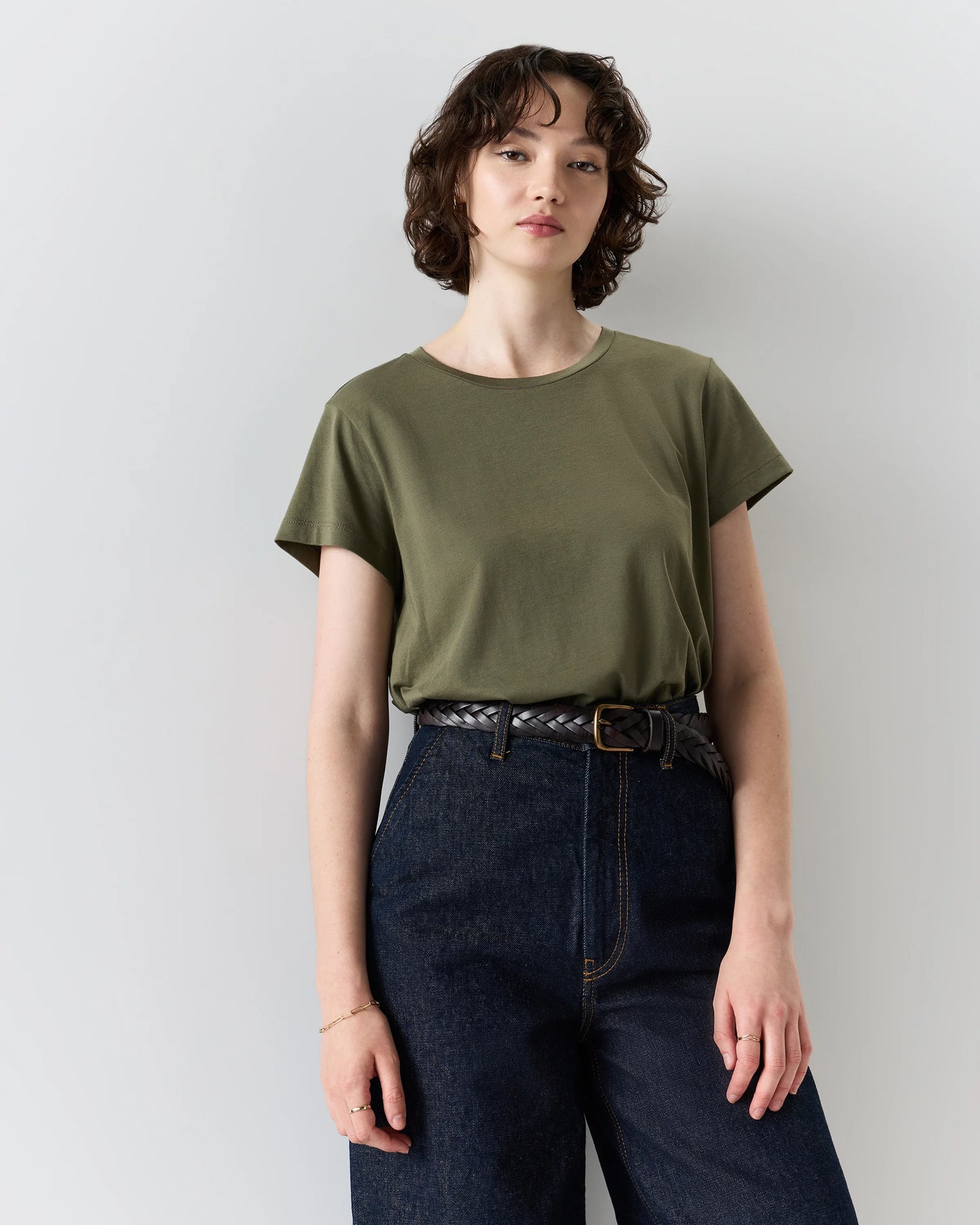 Cotton Modal Crew Neck Swing Tee - XS / White