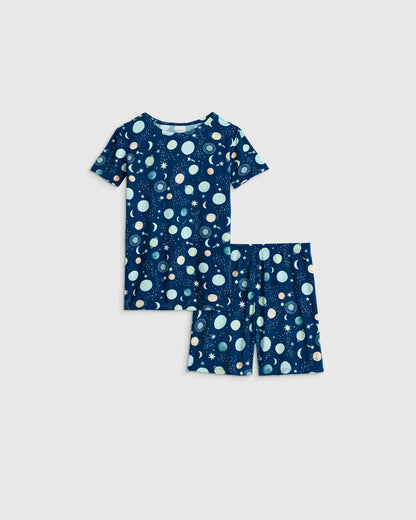 Bamboo Short Sleeve and Shorts Pajama Set - 2T / Lavender Hearts