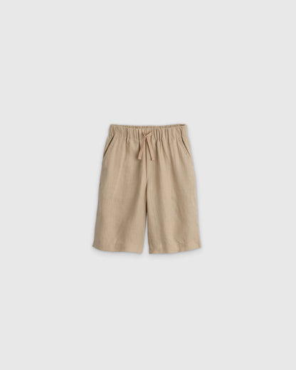 100% European Linen Pull-On Shorts - 6 / Blue Pinstripe