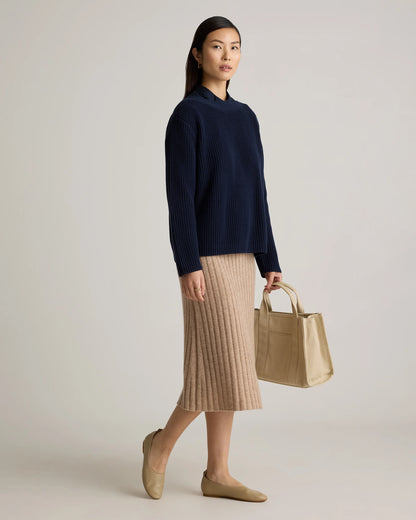 100% Organic Cotton Fisherman Boatneck Sweater - XS / Navy