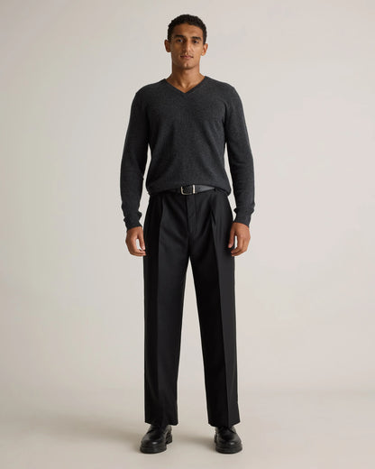 Mongolian Cashmere V-Neck Sweater - S / Oatmeal