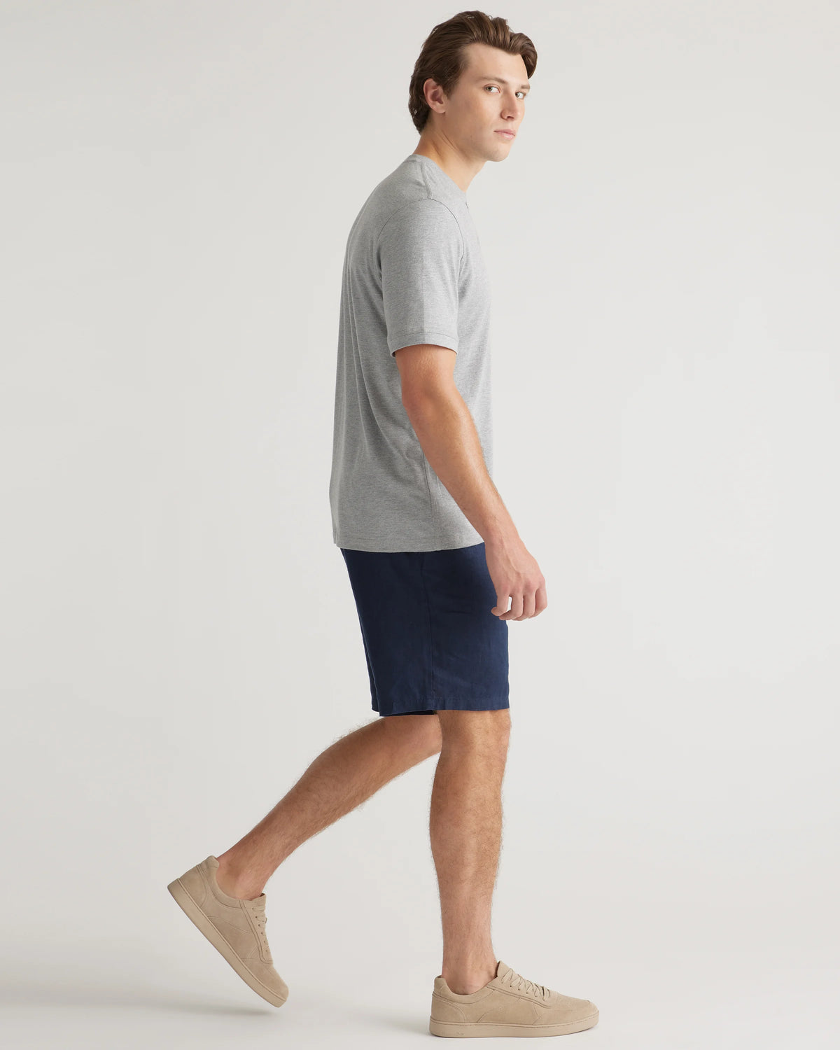 Cotton Modal Short Sleeve Henley Tee - S / Heather Grey