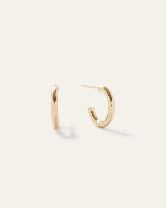 14K Gold Half Huggie Hoops - One Size / Yellow Gold