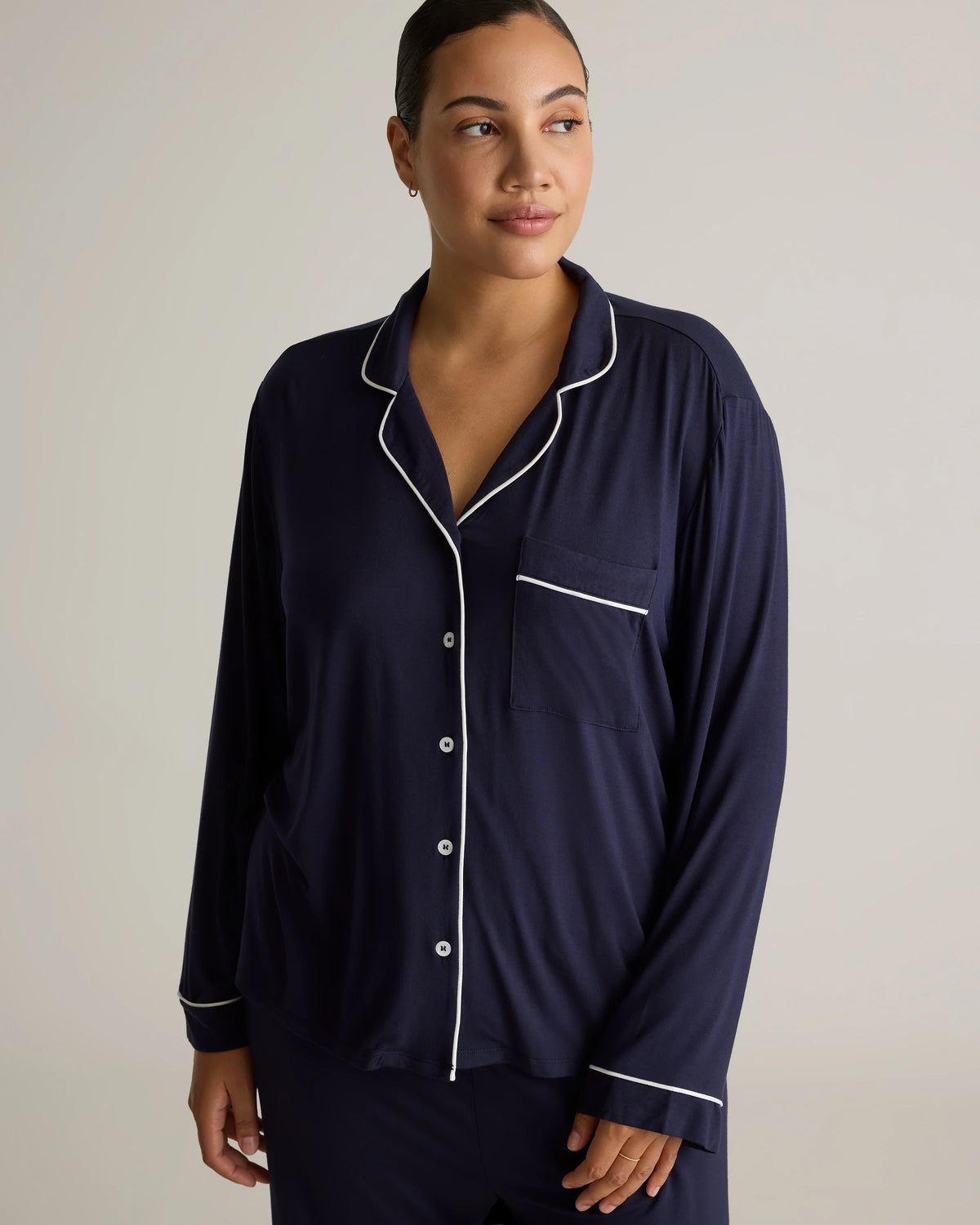Bamboo Jersey Long Sleeve Pajama Set - XS / True Black