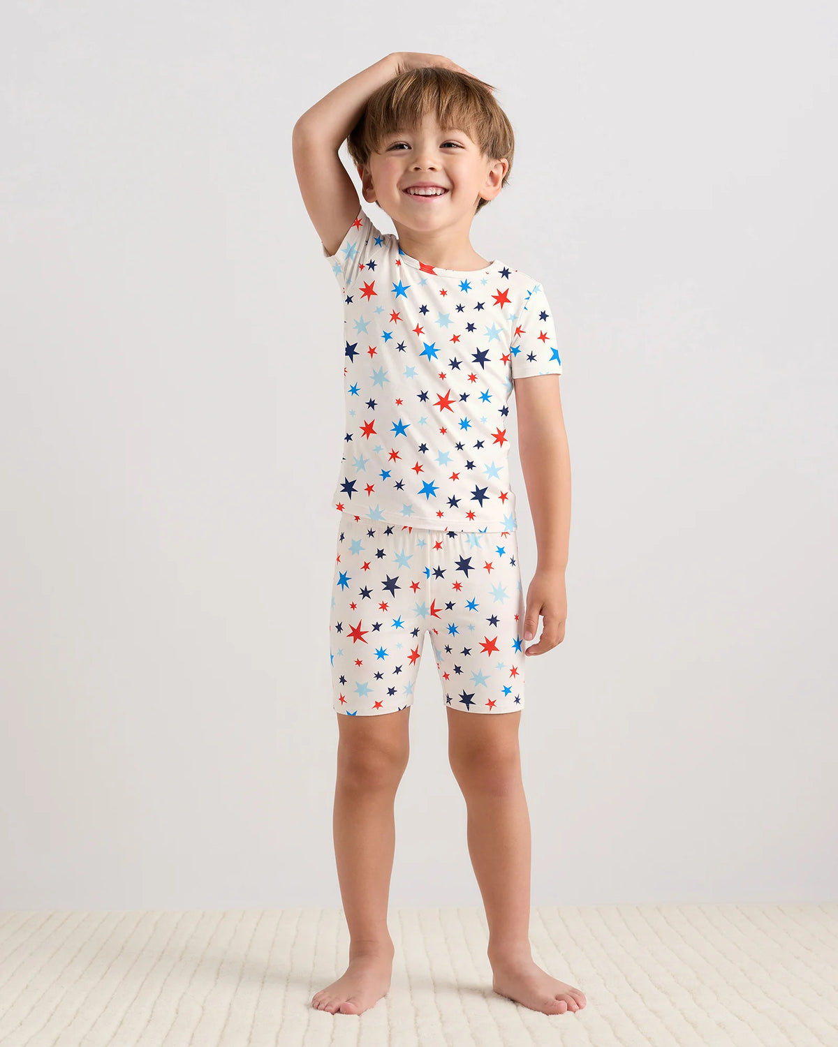 Bamboo Short Sleeve and Shorts Pajama Set - 2T / Lavender Hearts
