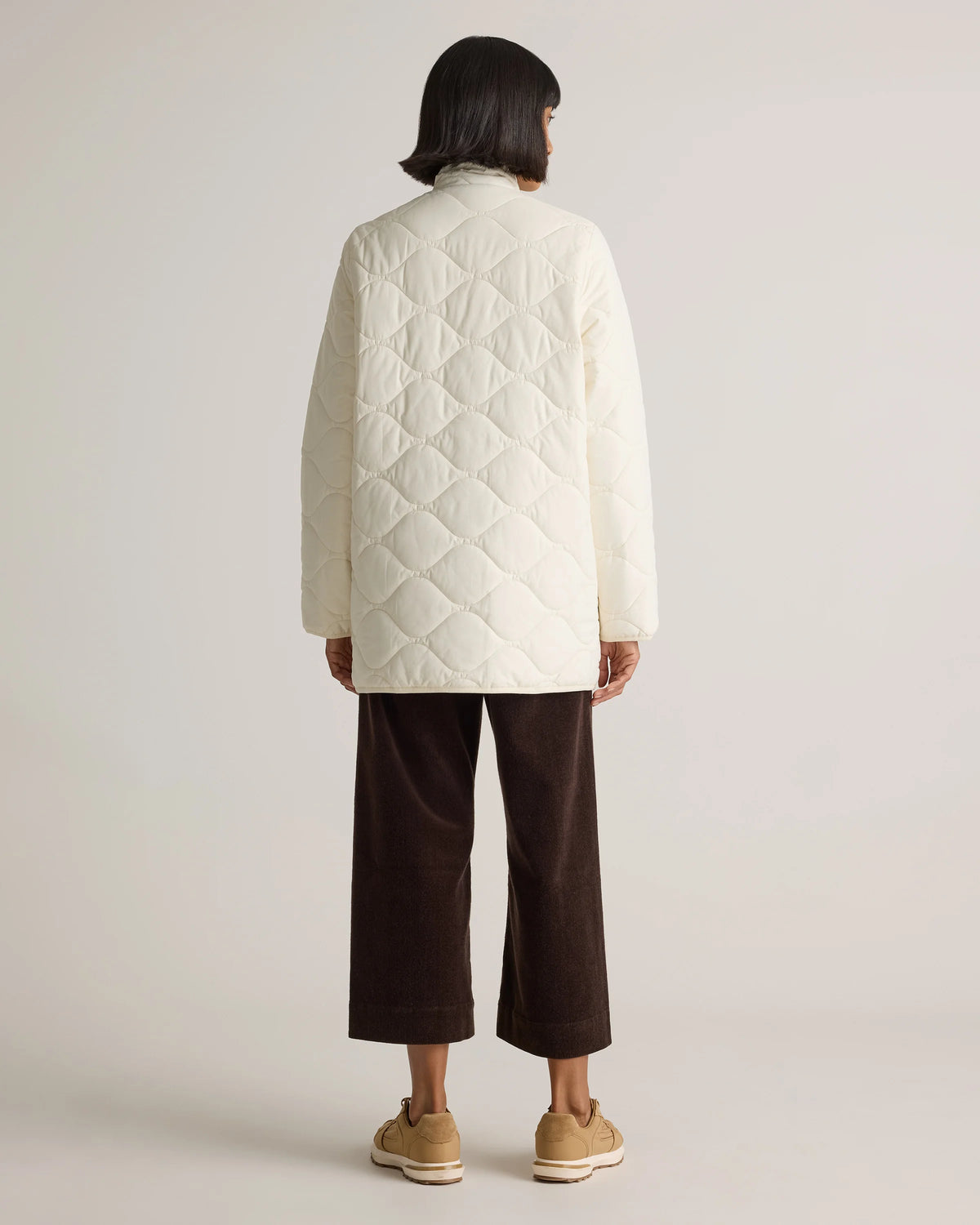 Featherless Quilted Long Puffer Jacket - XS / Silken White