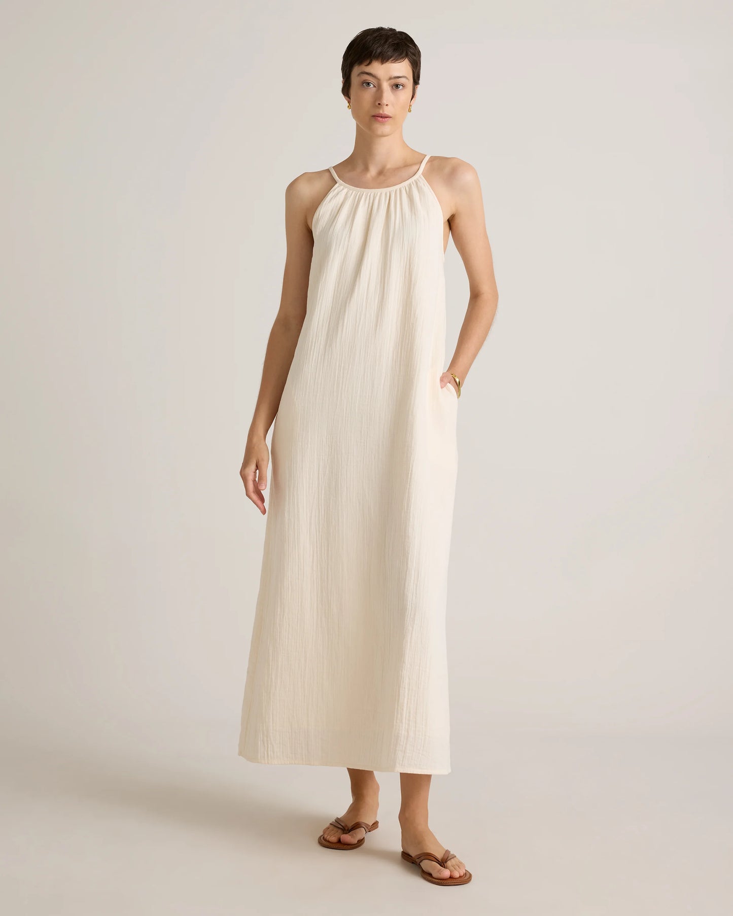 100% Organic Cotton Gauze Sleeveless Maxi Dress - XS / Spiced Orange