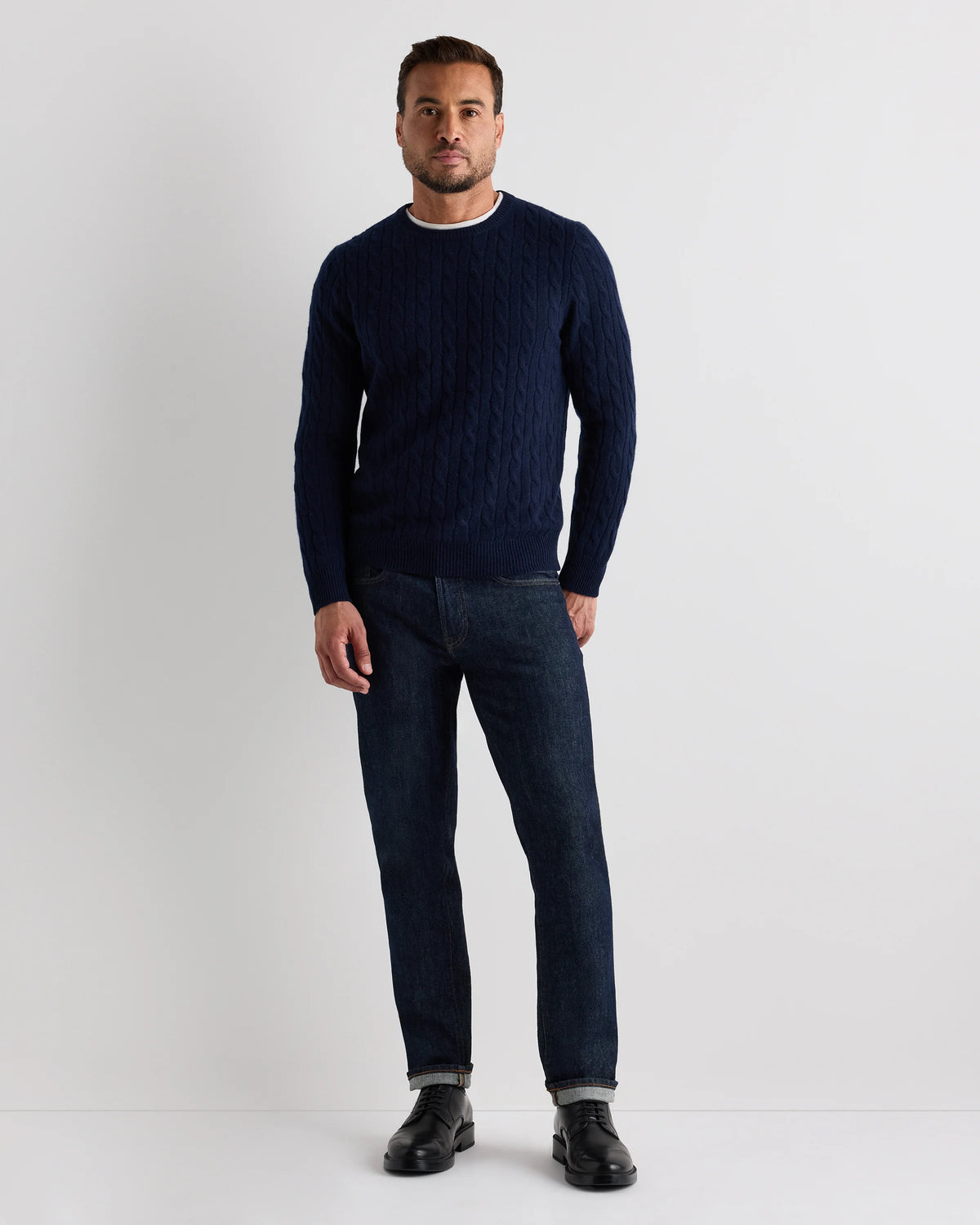 Mongolian Cashmere Classic Cable Crewneck Sweater - S / Teak