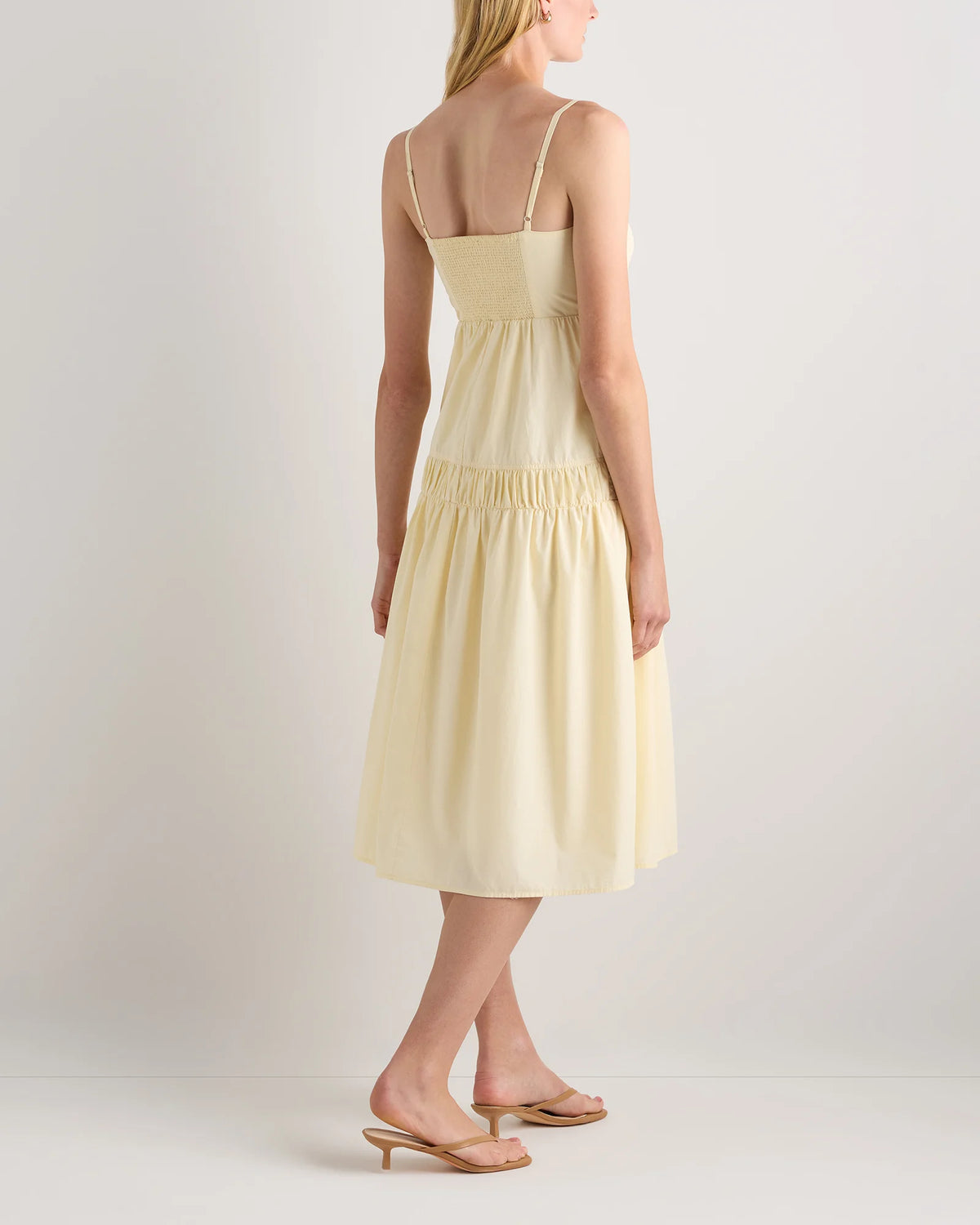 100% Organic Cotton Poplin Spaghetti Strap Maxi Dress - XS / Light Blue Stripe