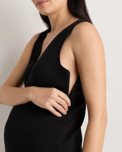Cotton Cashmere Maternity and Nursing V-Neck Tank - XS / Mocha Heather
