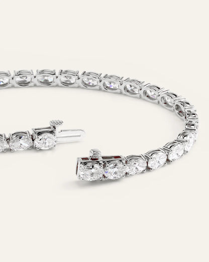 14K Gold Lab Grown Diamond East-West Oval Tennis Bracelet - 10ctw - 6.5" / Yellow Gold