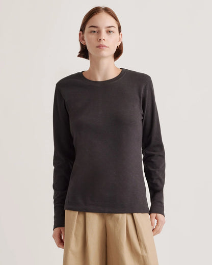 100% Organic Cotton Slub Long Sleeve Tee - XS / Smoked Thyme Green