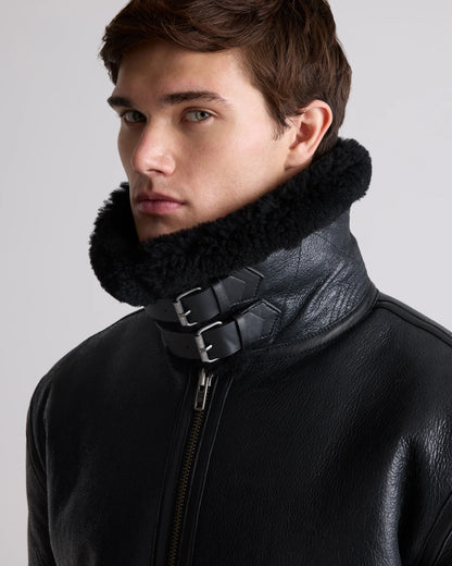100% Shearling Bomber Jacket - S / Dark Brown