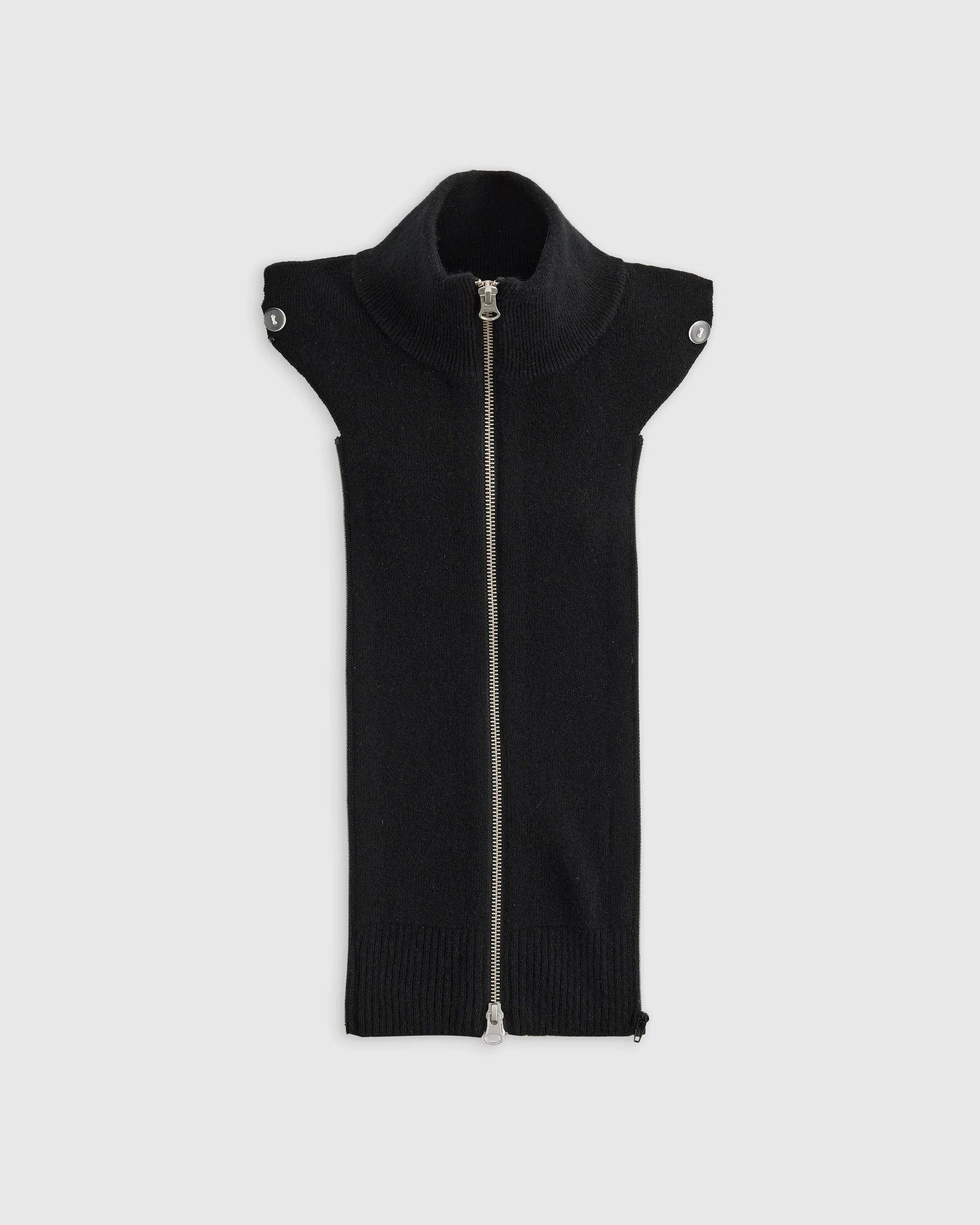 100% Mongolian Cashmere Ribbed Collar Blazer Insert - XS/S/M / Black