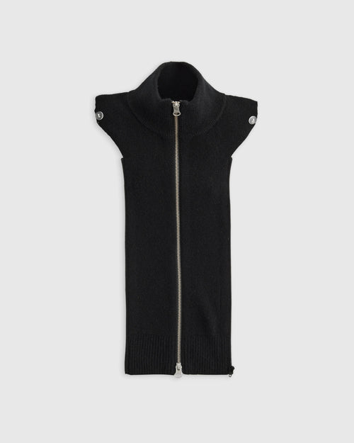 100% Mongolian Cashmere Ribbed Collar Blazer Insert - XS/S/M / Black