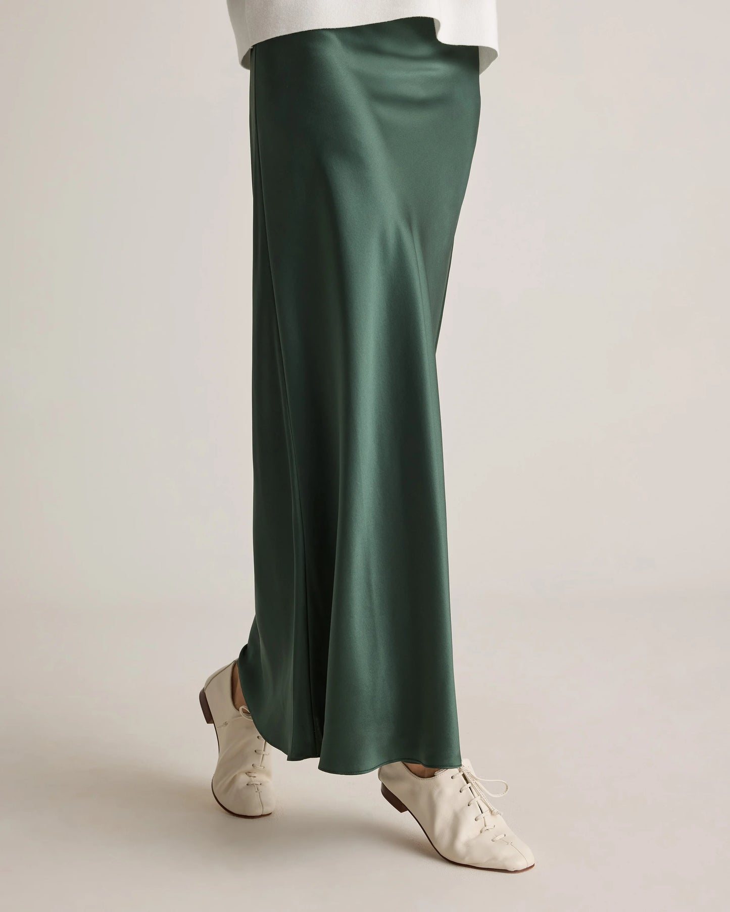 100% Washable Silk Maxi Skirt - XS / Champagne